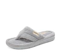 Dearfoams Women's Melanie Terry Thong Slipper, Grey Sleet, 5-6