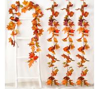 DearHouse - Ghirlanda autunnale a foglia d'acero, 4 pezzi, 1,2 m, ghirlanda artificiale per foglie autunnali, decorazione del Ringraziamento, decorazione per casa, matrimonio, camino, feste, Natale