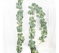 DearHouse Ghirlanda di eucalipto artificiale, in finta seta, con foglie di eucalipto e viti, realizzata a mano, per matrimoni, decorazione da parete, 2 pezzi