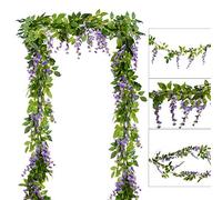 DearHouse - Ghirlanda di glicine in seta artificiali, 4 pezzi, 2 m, per decorazione di giardino e matrimoni, viola chiaro