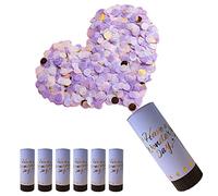 DEARLIVES 6 cannoni per coriandoli viola, biodegradabili, per feste di nozze, 11 cm, con giradischi nero a sinistra per laurea, anniversario nuziale, Capodanno, forniture