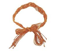 DEARMAMY 1 Pc Cintura Etnica Bohémien Retrò Cintura Per Le Donne Perlina Per Donne Cintura Da Donna Signore Cintura Intrecciata Regolabile Piatto Perline Tessitura Di Corda Di Cera Brown