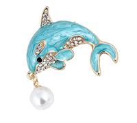 DEARMAMY 1 Pc Spilla Delfino Vuoto Kit Squisita Spilla Corpetto Gioielli Rana Spilla Da Mare Arredamento Dei Delfini Perline Oceaniche Piscina Incantesimi Perle Di Mare Spille Strass Blue
