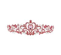 DEARMAMY 1 Pz Crown in lega di diamante tiara da sposa principessa per ragazze copricapo di tiara da ragazza Diademi Nozze diadema di strass sposa Bride Tiara rosa