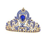 DEARMAMY 1 Pz d'epoca PROMPEGNO principessa la principessa incorona i diademi Nozze copricapo da sposa diadema per le donne fascia per la tiara della sposa Blue