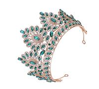 DEARMAMY 1 Pz diadema nuziale di strass da sposa matrimonio per la sposa barocca Nozze Accessori coroncina sposa di vintage corone d'epoca Green