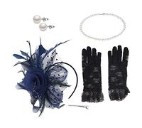 DEARMAMY 1 Set cappello da cocktail party guanti di pizzo fasce floreali per donna vestiletto matrimoniale fashion design cappelli fascinator per le donne cappello da tea party per donna