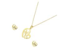 DEARMAMY 1 Set collana garbo grazia style strenna accessori perline cuore delicato Ciondolo cardiaco collane gioielli per la festa della orecchino pendente Acciaio inossidabile Golden