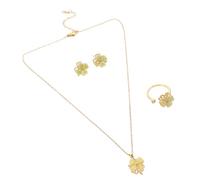 DEARMAMY 1 Set Di Collana, Anello E Orecchini A Forma Di Quattro Foglie Verdi Portafortuna, Set Di Gioielli Da Donna, Bomboniere A Sorpresa, Regali Per Mamma, Moglie, Figlia, Amiche