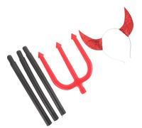 DEARMAMY 1 Set Festa Di Halloween Cosplay Cupo Fasce Per La Testa Costumi Coda Costume Kit Mietitrice Oggetti Di Scena Del Ballo Di Fine Anno Parrucca Fascia Con Corna Da Diavolo Plastica