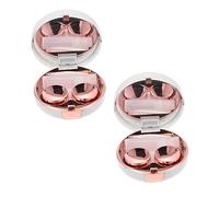 DEARMAMY 1 Set Scatola Delle Lenti A Con Pattern Di Marmo Viaggio Occhio Contenitori Contenitore Caso Di Lenti Per Gli Occhi Plastica Rose Gold 2 Pezzi