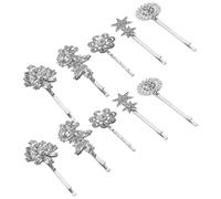 DEARMAMY 10 Pezzi set di mollette per con perle gioielli perni jumbo bobby gemma clip Accessori per vintage accessorio per per le donne lega Silver