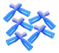 DEARMAMY 10 Pezzi Spazzolino Da a Mezzo Dito Tu Adulti Adulto Viaggio Extra Spazzola Per La Pulizia Setole Uv A Forma Di Rosa Orale Bocca Portatile Plastica Blu
