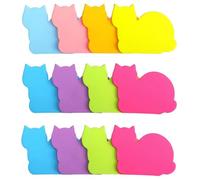 DEARMAMY 12 pezzi Memo Sticker Colorati Forma di Gatto Blocco Note Portatile Adesivo per Ufficio e Casa Carta per Appunti Promemoria e Organizzazione Stile Casual Variabile