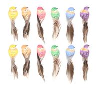 DEARMAMY 12 Pezzi Uccellino Decorativo Realistico 14cm in Piume e Schiuma | Clip, senza Odore Strano e Sicuro, per Micro Paesaggi e Casa Colore Casuale