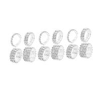 DEARMAMY 12pezzi Anelli Con Strass Per Donne Anelli Righe Eleganti Da Sposa E Anniversario Gioielli Di Moda Da Collezione Una Riga Due Righe Tre Quattro