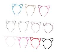 DEARMAMY 12pezzi Cappello Orecchie di Gatto per Halloween Cerchietto per Capelli in Peluche Copricapo per Cosplay Animal Ears Hairband Look Adorabile per Feste e Sfilate