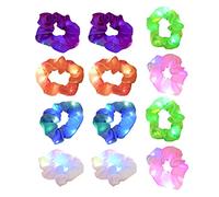 DEARMAMY 12pezzi Elastici per Capelli Luminosi in Raso Lacci per Capelli Luce LED Accessori per Decorativi per Feste al Neon e Rave Party