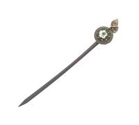 DEARMAMY 1pezzi Bacchetta per Capelli Stile Cinese Fiori in Pietra Verde e Bronzo Accessorio per Capelli Vintage Hanfu Forcina