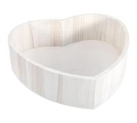 DEARMAMY 1pezzi Cesto in Legno Forma di Cuore per Ragazzo Ragazza Culla Fotografica per Posa Accessorio Decorativo e Contenitore Porta Giocattoli Fotografico per Ragazzo Ragazza Bianco