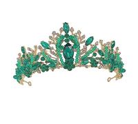 DEARMAMY 1pezzi Corona per Sposa Strass Copricapo di Cristallo per Matrimonio Fascia per Capelli da Sposa Elegante Diamante Verde