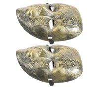 DEARMAMY 2 Maschere Veneziane Vintage a Pieno Viso per Donna Maschere da Carnevale e Ballo di Fine Anno Incisioni Artigianali Dorate Accessori per Feste in Maschera Carnevale e Cosplay