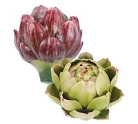 DEARMAMY 2 Pezzi Carciofi Finti Decorativi Realistici in Verde e Viola Carciofo Artificiale per Decorazione Casa Negozio e Asilo Nido Verdura Finta Artigianale per Arredamento Rustico