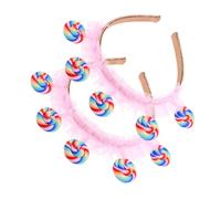 DEARMAMY 2 pezzi Cerchietto Lollipop per Bambine Rosa Accessorio Tema per Feste Compleanno e Eventi Tema Fascia Cartoon Amusement Park