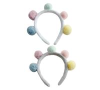 DEARMAMY 2 Pezzi Pall Ball Bash Gruppo Musicale Fascia Fasce Per Per Lavare Il Viso Rosa Poms Lavaggio Cerchietto Per Con Pompon Adorabili Banca Da Ragazza