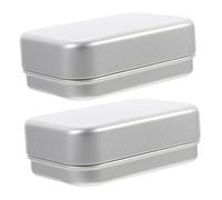 DEARMAMY 2 Pezzi Portasapone Rettangolare da Viaggio in Alluminio con Doppio Strato e Coperchio, Contenitore Portatile Argento per Bagno e Campeggio Antiscivolo