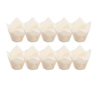 DEARMAMY 200 Pezzi Pirottini di Carta Monouso a Forma di Tulipano per Cupcake, Resistenti e Uniformemente Riscaldati, per Casa e Negozio Bianco
