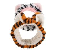 DEARMAMY 2pezzi Fascia per Capelli Tigre Peluche Fascia per Doccia Accessori per Capelli per Lavaggio Viso Applicazione Maschera Trucco Asciugamano per Donne Ragazze