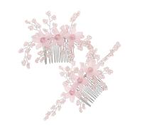 DEARMAMY 2pezzi Fermaglio Per Sposa Cristalli Pettine Laterale Floreale Accessori Per Per Matrimonio e Eventi Speciali Realizzato Dettagli Intrecciati Mano