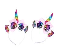 DEARMAMY 2pezzi Ghirlande per Capelli Orecchie di Gatto e Fiocco Unicorno Fasce per Capelli per Ragazzo Ragazza Ragazza Decorazioni da Festa Accessori per Creativi