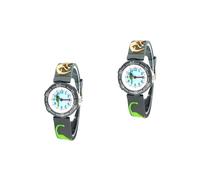 DEARMAMY 2pezzi Kids Cartoon Watch Quartz with Creative Dinosaur Pattern Adorable Children Timepiece Grey
