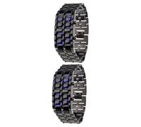 DEARMAMY 2pezzi Orologio Digitale Sportivo Con Retroilluminazione Led Blu Bracciale Acciaio Inossidabile Design Elegante e Resistente Per Uso Quotidiano e Attività Sportive