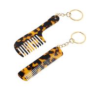 DEARMAMY 2pezzi Portachiavi Pettine Mini in Acetato Con Stampa Leopardo Pettine Per Capelli Denti Larghi Tascabile e Portatile Combo Per Viaggio e Uso Quotidiano Donna Uomo
