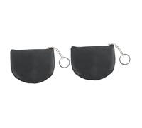 DEARMAMY 2pezzi Portafoglio Donna Piccolo Con Chiusura Zip e Portachiavi Borsello Elegante Nera Per Monetine Chiavi e Oggetti Vari