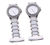 DEARMAMY 2pezzi Rolling Diamond Pocket Watch Chic Doctor Hanging Watch Orologio Da Taschino Per e Medici Argento Design Semplice e Pratico Per Occasioni Mediche