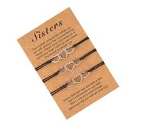 DEARMAMY 3 pezzi Amicizia Donna Regolabili con Cuore Intagliato Hollow Polsini Leggeri Intrecciati per Sostegno e Decorazione Quotidiana