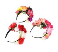 DEARMAMY 3 Pezzi Cerchietti Floreali Messicani per Halloween Artificiali Arancione Accessori Eleganti per Feste e Cosplay