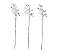DEARMAMY 3 Pezzi Forcina Con Fiori Di Pruno Forcine Bastoni Ospite Tagliere Tradizionale Accessori Bobby Spillo Bacchette Per Di Fiori Bastoncini Per Imitazione Perla Bianca