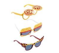 DEARMAMY 3 Pezzi Occhiali Sole Cosplay Fast Food Divertenti per Party Luau Pizza Hamburger Hot Dog con Trasparenti Leggere e Comfort per Adulti