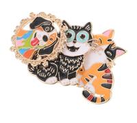 DEARMAMY 3 Pezzi Spille Smaltate Kawaii a Forma di Gatto e Cane in Lega Nera, Spilla da Bavero Versatile e Comoda da Indossare per Abbigliamento e Zaini, per Feste e Incontri Sociali