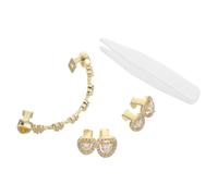 DEARMAMY 3 Pezzi Teeth Grills for Men And Women Halloween Heart-Shaped Zirconia Hollow Fang Fake Tooth Caps Comfortable Fit Party Cosplay Jewelry