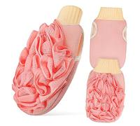 DEARMAMY 3pezzi Guanto Esfoliante Bifacciale per Scrub Profondo Corporeo Spazzola per Guanto da Bagno Morbido e Polsini Elastici Adatto per Donna e Uomo