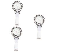 DEARMAMY 3pezzi Orologio Da Infermiere Etno Con Fiori Orologio Pendolo Silicone Nero e Bianco Design Elegante Per Professionisti Della Salute Accessorio Pratico e Resistente