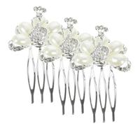 DEARMAMY 3pezzi Pettine per Capelli Sposa Perle e Strass Copricapo da Sposa Accessori per Capelli Pettini Laterali da Strass