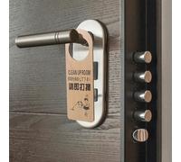 DEARMAMY 4 pezzi Cartello Porta Doppia Faccia in Legno Segnali Hotel Non Disturbare e Pulire Camera Reversibile per Maniglia Targa Indicatore Stato Privacy e Pulizia per Camere e Uffici