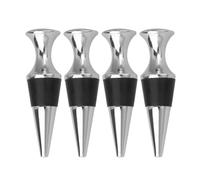 DEARMAMY 4 Pezzi Set 4 Tappi Salva Freschezza Vino in Metallo Piatto Guarnizione in Silicone per Bottiglie di Birra e Vino a Riunioni e Party